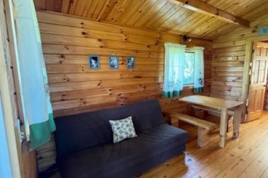 log cabin living area
